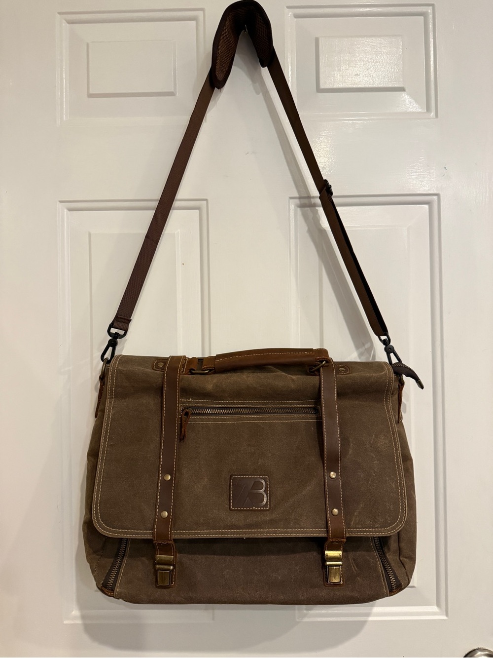 Vintage ZB Messenger Bag waterproof canvas and leather